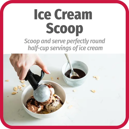 Vista 5 de GoodCook Cuchara de helado de lujo con gatillo con agarre cómodo y palanca de fácil liberación, apta para lavavajillas, cuchara de 2 onzas