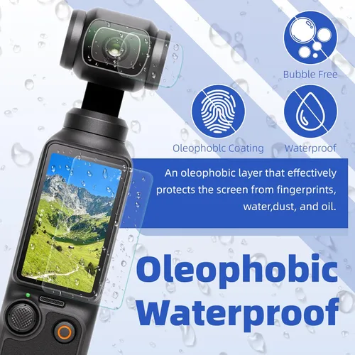 Vista 2 de DJI Osmo Pocket 4/Pocket 3 - Protector de pantalla, resistente a los arañazos, película LCD de vidrio templado Ultra-HD y protector de lente