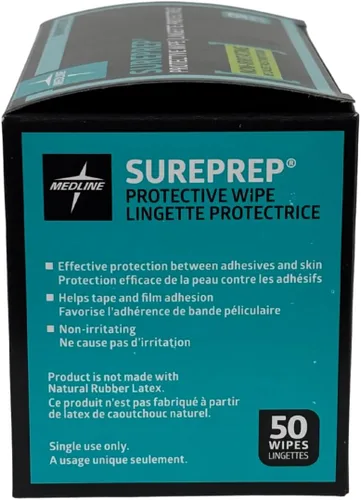 Vista 3 de Medline SurePrep Barrera Protectora para la Piel, Toallita - Suministros médicos de alta calidad para cuidado y protección de la piel, paquete de 50