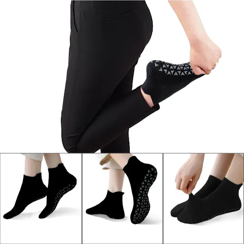 Vista 2 de NuAngela Calcetines de agarre para pilates con agarres para mujer, calcetines de yoga antideslizantes para barre ballet, baile, hospital