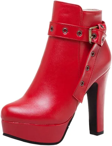 Vista 43 de Scaoruki Zapatos de otoño de moda para mujer, botines de tacón de bloque