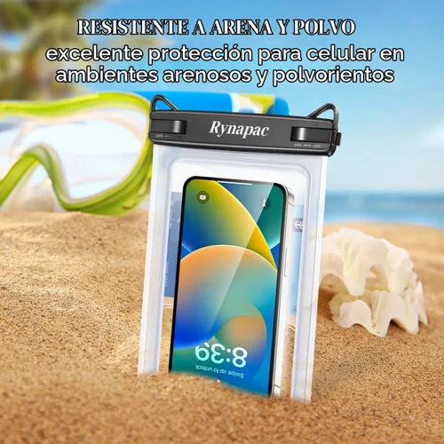 Vista 2 de Rynapac Bolsa impermeable para teléfono - Bolsa impermeable para teléfono de 8.5 pulgadas con cordón, bolsa seca para teléfono IPX8, artículos
