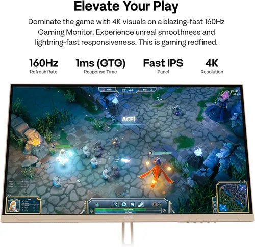 Vista 2 de Pixio PX27U Wave Beige 27 pulgadas 160Hz Frecuencia de actualización 4K 3840x2160p Resolución Panel IPS rápido 1ms GTG Tiempo de respuesta Monitor