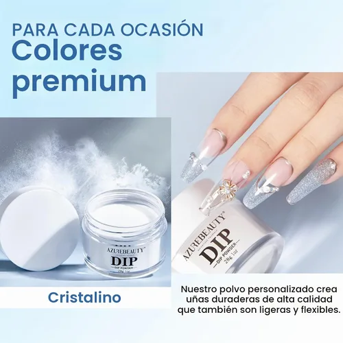 Vista 3 de AZUREBEAUTY - Polvo de inmersión transparente para uñas, básico, transparente, para uñas francesas de cristal y acrílicas, manicura