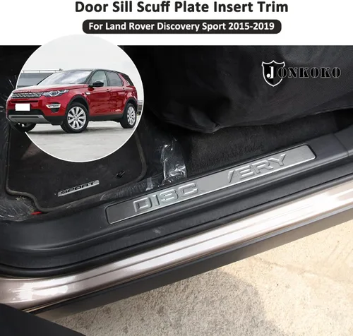 Vista 4 de YIWANG Borde de placa de desgaste de acero inoxidable para Land Rover Discovery Sport 2015 2016 2017 2018 2019 (plata)