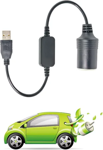 Vista 5 de LIXIN Encendedor de cigarrillos de coche de 12 V, convertidor de cable USB a enchufe hembra-negro ((1.2m/3.9ft))
