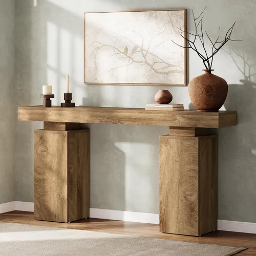 Vista 9 de Tribesigns Mesa Consola Larga de 63 Pulgadas, Mesa de Entrada Estilo Granja Detrás del Sofá, Soporte de Vestíbulo de Madera Estación de Entrada