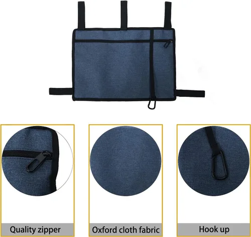Vista 4 de Bolsa de cesta para andador Carooo con portavasos, adecuada para andadores plegables para adultos, organizador para rodantes, bolsa