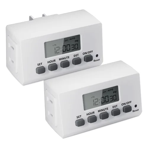Vista 11 de BN-LINK Temporizador de luz digital para interiores, enchufe programable de 7 días con 2 salidas independientes de 3 clavijas, para lámparas