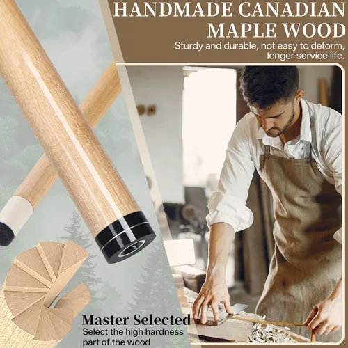 Vista 2 de Kmise 58 Inch FAS Canadian Maple Pool Cue Set