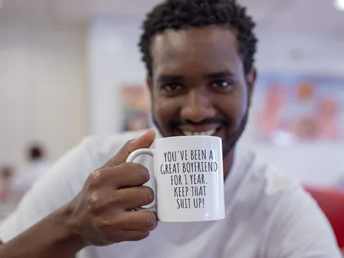 Vista 8 de 1 Año Aniversario Novio Taza Regalo divertido para Bf Él 1er Fechado Primer año Relación Pareja Juntos Café Té Taza