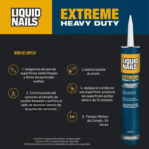 Vista 4 de Liquid Nails - 414607 LN-907 Adhesivo de construcción de servicio pesado Blanco