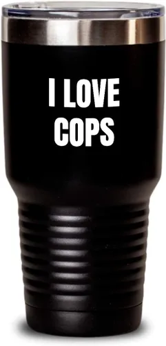 Vista 8 de I Love Cops Tumbler Funny Gift Idea Novelty Gag Coffee Tea Insulated Cup With Lid Black 20 Oz