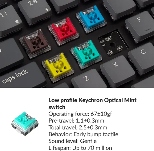 Vista 2 de Keychron K5 SE Teclado mecánico inalámbrico ultradelgado con Bluetoothcable USB con interruptor óptico de menta de perfil bajo diseño