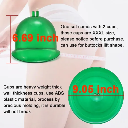 Vista 3 de Elitzia Vasos de vacío para levantamiento de glúteos, 101.4 fl oz/101 onzas líquidas, copas de glúteos extra grandes de 9.05 pulgadas de diámetro