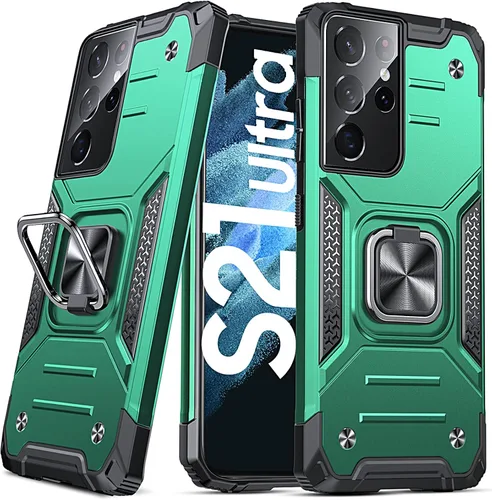 Vista 108 de DASFOND Diseñada para funda Galaxy S8 con soporte, anillo metálico giratorio mejorado de 360°, soporte kickstand de grado militar, resistente a