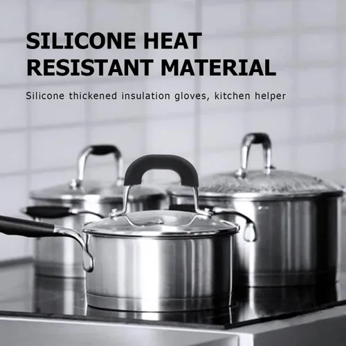 Vista 6 de DOERDO - Juego de 4 fundas de silicona antideslizantes, resistentes al calor, color negro