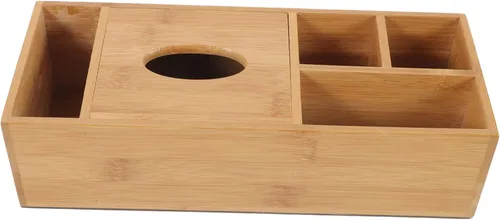 Vista 2 de EXCEART Caja de almacenamiento de bambú, organizador de almacenamiento de gafas para ojos, soporte para gafas, soporte para bolígrafo, organizador