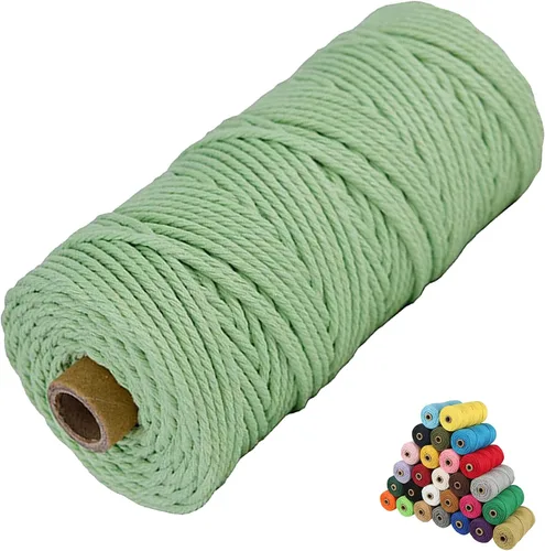 Vista 10 de Cordón de algodón para macramé, hilo torcido de 4 capas, cuerda de algodón natural, suministros perfectos de macramé, para hacer soportes colgantes
