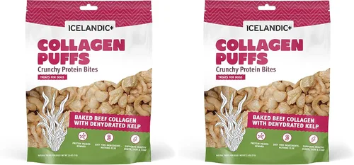 Vista 8 de Icelandic+ Colágeno Puffs: Colágeno de carne al horno con piel de bacalao, 2.5 onzas, golosinas para perros medianos y grandes, bocadillos