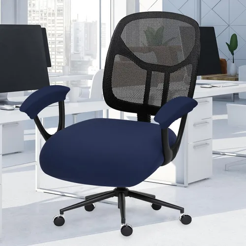 Vista 74 de Fundas elásticas resistentes al agua para sillas de computadora - Protectores lavables para respaldo giratorio y asiento para mascotas - Negro