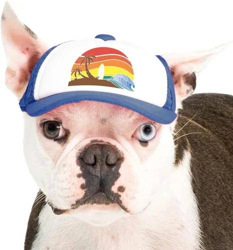 Vista 44 de Sunset Collection, sombreros de camionero de PupLid para perros (XXS) Protección solar elegante de alta calidad para el perro moderno, ajustable