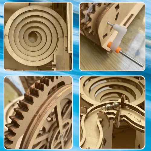Vista 3 de Rompecabezas de madera 3D en forma de pista de mármol para adultos - Kit de modelo de rompecabezas mecánicos de bricolaje para armar. Artesanías