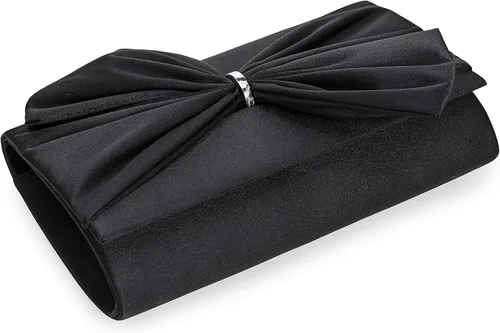 Vista 4 de CHARMING TAILOR Bolso formal de satén con lazo para mujer, bolso de embrague elegante para bodas, bailes, fiestas