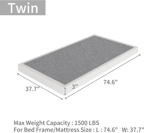 Vista 3 de XINXINYAN Twin con resorte de 3 pulgadas de perfil bajo, fuerte capacidad de carga Base de colchón de metal resistente con cubierta de tela