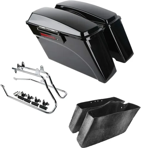 Vista 43 de Kit de soporte de conversión para alforjas extendidas de 4" TCMT, compatible con Harley Heritage Softail Fatboy FLSTF Breakout 1984-2017, negro