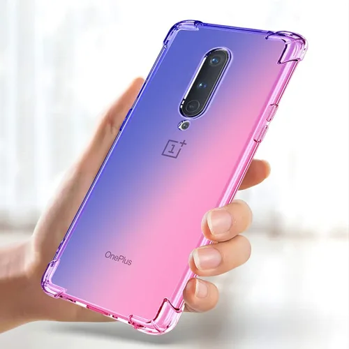 Vista 5 de Funda para OnePlus 6T/OnePlus 7 Linda, Gradient Delgada Antiarañazos Suave Claro TPU Funda a prueba de golpes para OnePlus 7/OnePlus 6T (azul/rosa)