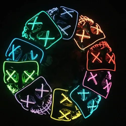 Vista 9 de Máscara LED aterradora de Halloween, máscara de purga iluminada para festival, fiesta de cosplay