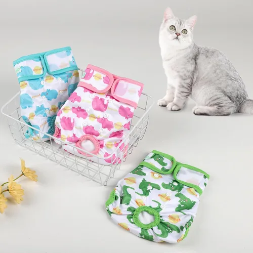 Vista 7 de wegreeco - Pañales lavables y reutilizables para perros (patrón elegante), pañales para perras, paquete de 3 (elegante, talla S)