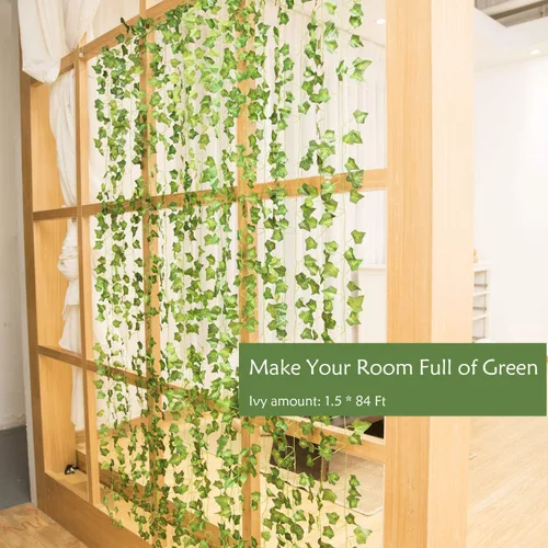 Vista 6 de Naidiler - Guirnalda colgante de hojas de hiedra artificial para decoración de vegetación en casa, paredes, cocina, habitación, fiestas, bodas