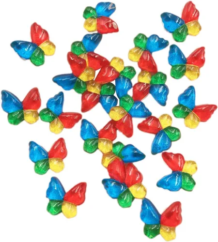 Vista 28 de Diamantes de imitación de mariposa con parte trasera plana, 80 unidades de 0.394 pulgadas, dijes de mariposa de resina para uñas, adornos, álbumes