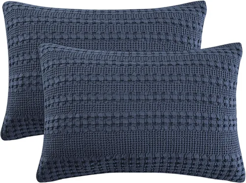 Vista 67 de PHF Fundas de almohada 100% algodón con tejido de gofre de 24 x 24 pulgadas, paquete de 2 fundas cuadradas para decoración elegante del hogar, sin