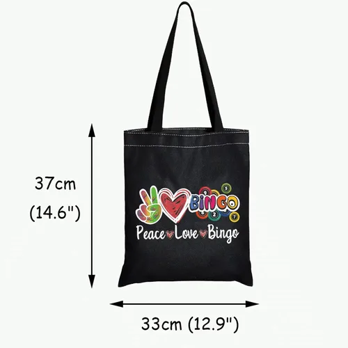 Vista 2 de JXGZSO Bingo Caller Bag Lucky Bingo Bolsa Cosmética Paz Amor Bingo Bolsa De Compras Divertido Jugador De Bingo Casino Amante Regalo
