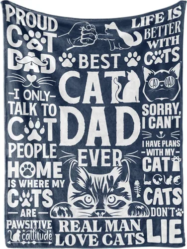 Vista 9 de Manta de regalo de agradecimiento para papá con gato para hombres, 50 x 65 pulgadas, la mejor