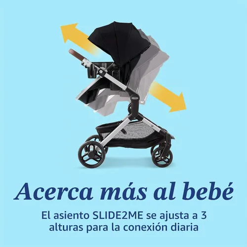 Vista 2 de Graco Modes Nes Sistema de viaje, combo modular de asiento de auto y carriola 3 en 1, portabebés de asiento de auto ajustable Slide2Me, moisés