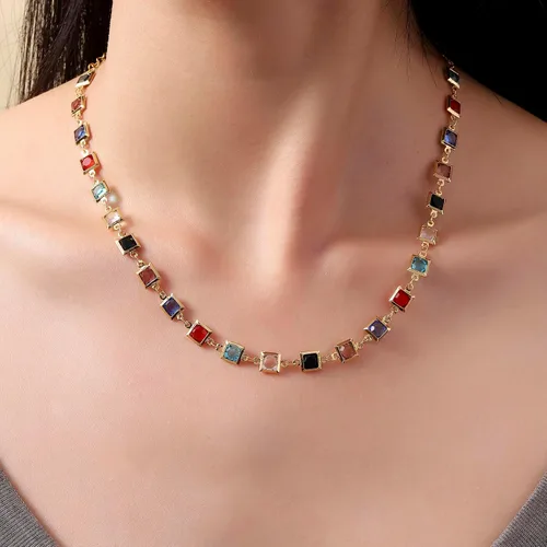 Vista 8 de Gargantilla con cuentas para mujer, chapada en oro de 18 quilates, gargantilla delicada para mujer