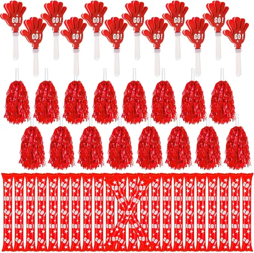 Vista 7 de Hungdao 60 piezas de regalos de fútbol de regreso a casa incluyen 24 palos de trueno, 12 palitos de animación, 24 pompones de animadora para eventos