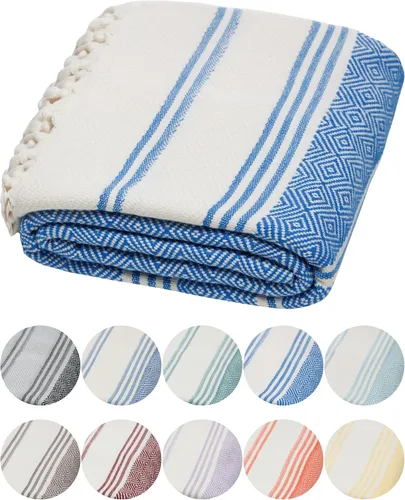 Vista 21 de DEMMEX Organic Diamond - Toalla turca de baño y playa 100% algodón turco certificado Oeko-TEX, ultra suave, de secado rápido, ligera, compacta