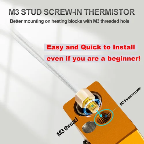 Vista 5 de 5Aplusreprap Ender 3 Hotend Upgrade: Termistor de Espárrago M3, Reemplazo Rápido, Compatible con Creality Ender 3 V2/Pro, Reemplazo de Hotend J-Head