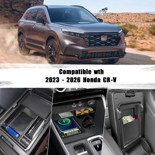 Vista 2 de Organizador de Consola Central de 3 Piezas Compatible con Honda CRV 2026 2025 2024 2023 Caja de Almacenamiento de Reposabrazos Caja