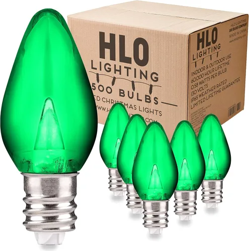 Vista 13 de Enchufe de iluminación navideña LED liso C7 verde azulado bombillas de repuesto para enchufes E12, grado comercial de bajo consumo, 2 bombillas