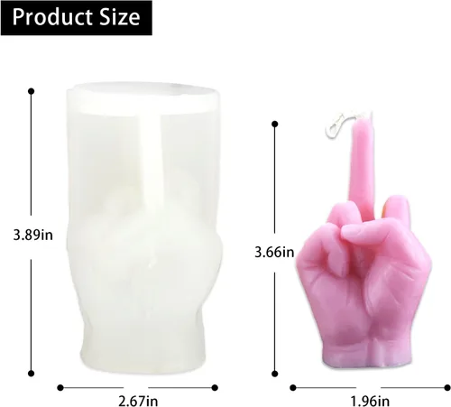 Vista 7 de Molde de silicona en forma de mano 3D, molde de vela de gesto del dedo medio, molde de fundición para hacer velas, hornear, hacer jabón