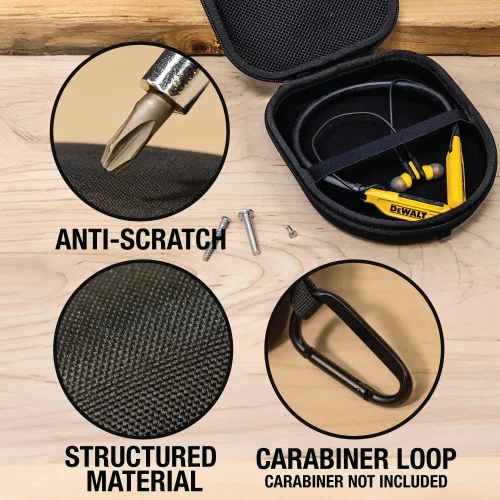 Vista 7 de DEWALT Funda protectora resistente para auriculares Pro Max, compacta y ligera con funda rígida para auriculares de EVA, resistente a los golpes