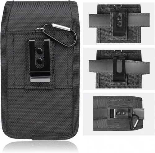 Vista 2 de Funda universal de nylon vertical para teléfono celular con clip de cinturón y gancho - XL
