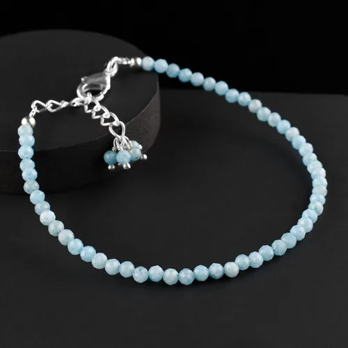 Vista 43 de Natural Gemstone Micro Round Beads Dainty Choker Bangle Bracelet, Handmade Jewelry for Women, Healing Chakra Crystals Silver Plated Chain 8 inch