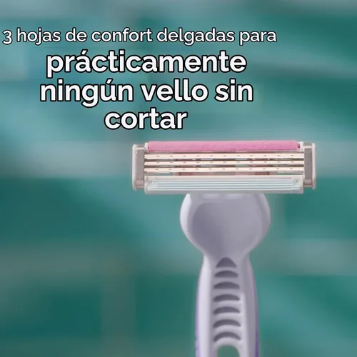 Vista 2 de Gillette Venus Simply3 Maquinillas de afeitar desechables para mujer, 8 unidades, diseñadas para un afeitado cercano y cómodo